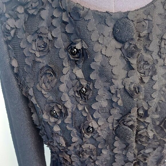 Vintage Black Wool and Netting Coat - Size S - Picture 4 of 8